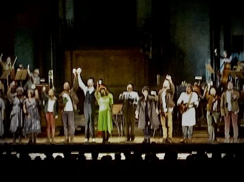 The cast of Hadestown during bows.