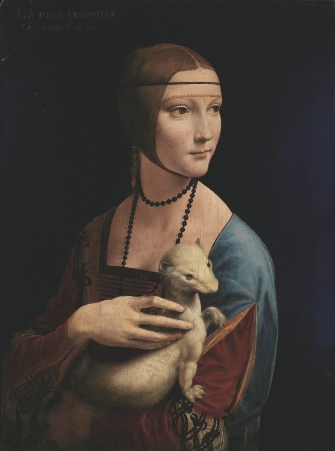 “Lady with an ermine” painted by Leonardo da Vinci.