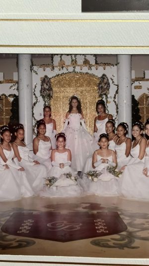 Jennifer Romeros Quince in 2001, with her group of friends
