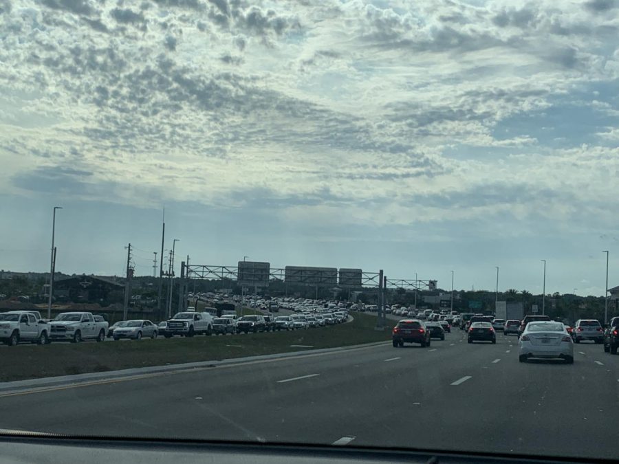Traffic around Tampa Premium Outlets in Wesley Chapel.